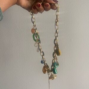 Short two tone charm necklace